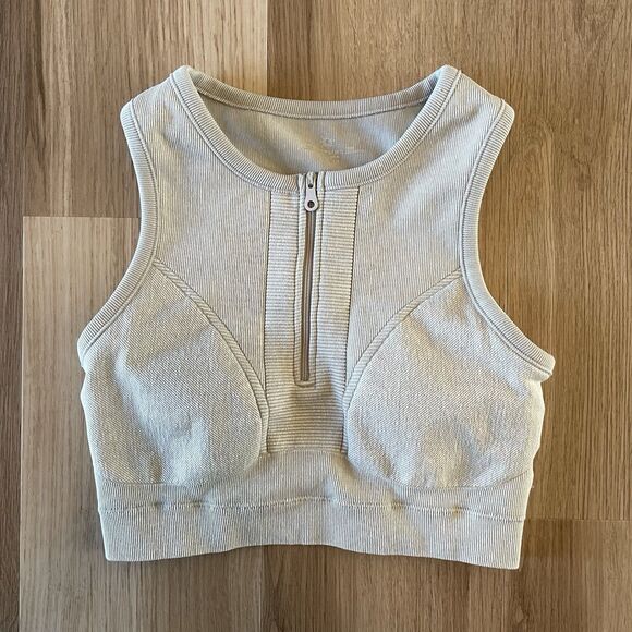 OFFLINE by Aerie Other - Aerie Offline Womens M Ribbed 1/4 Zip Sports Bra Crop Top Clean Girl Activewear